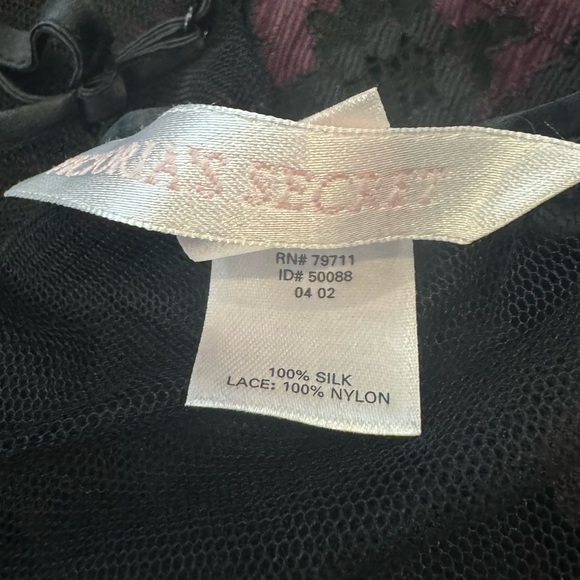 🌺SOLD🌺 Y2K Victoria’s Secret Silk Sheer Mesh Black Purple Maxi Gown Slip Dress - Picture 4 of 11